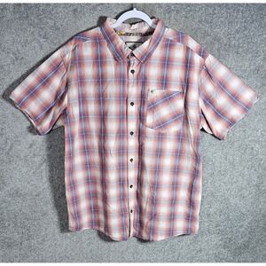 Legendary Whitetails Button Down Shirt Mens Size 2XL Red Blue Plaid Short Sleeve